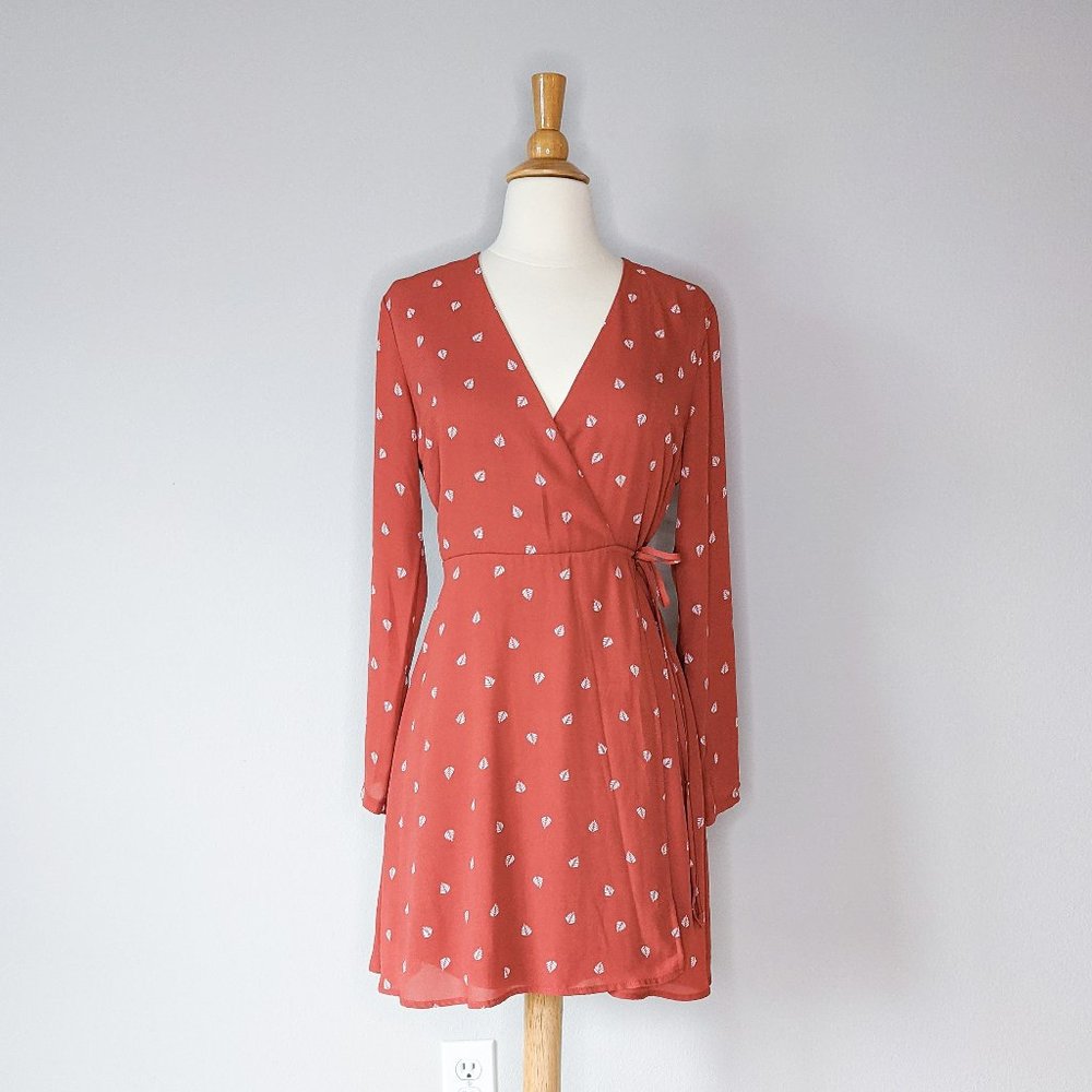 Lush Leaf Print Wrap Dress